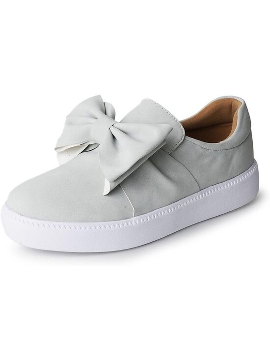 J Adams Shoes - J Adams Women's Taupe Pu Slip On Bow Casual Comfort Platform Sneaker Shoes